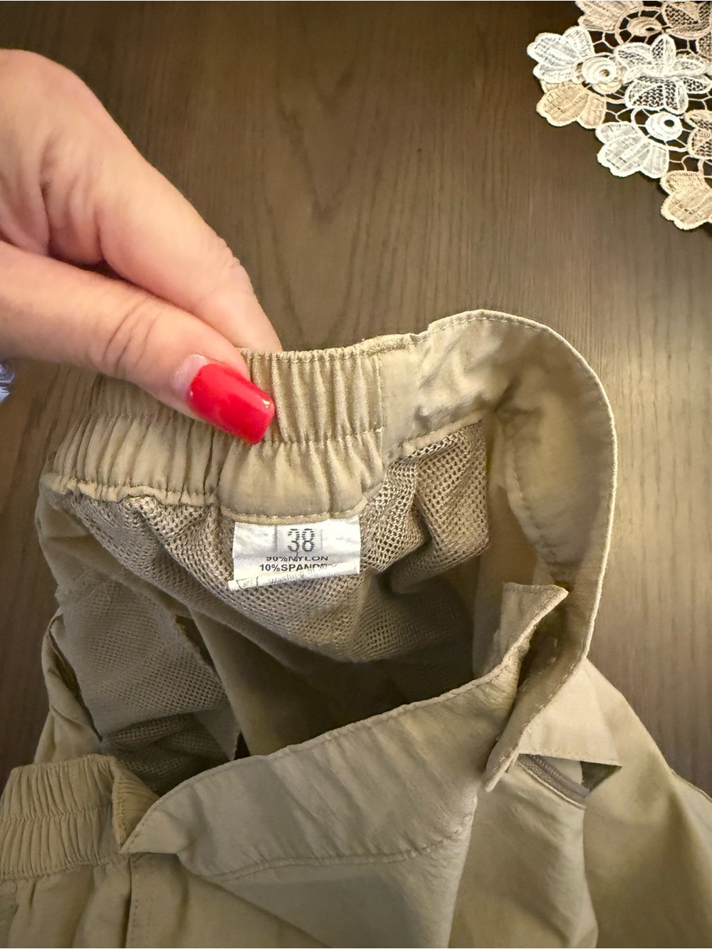 Men’s Khaki Elastic Waist Shorts - Beige